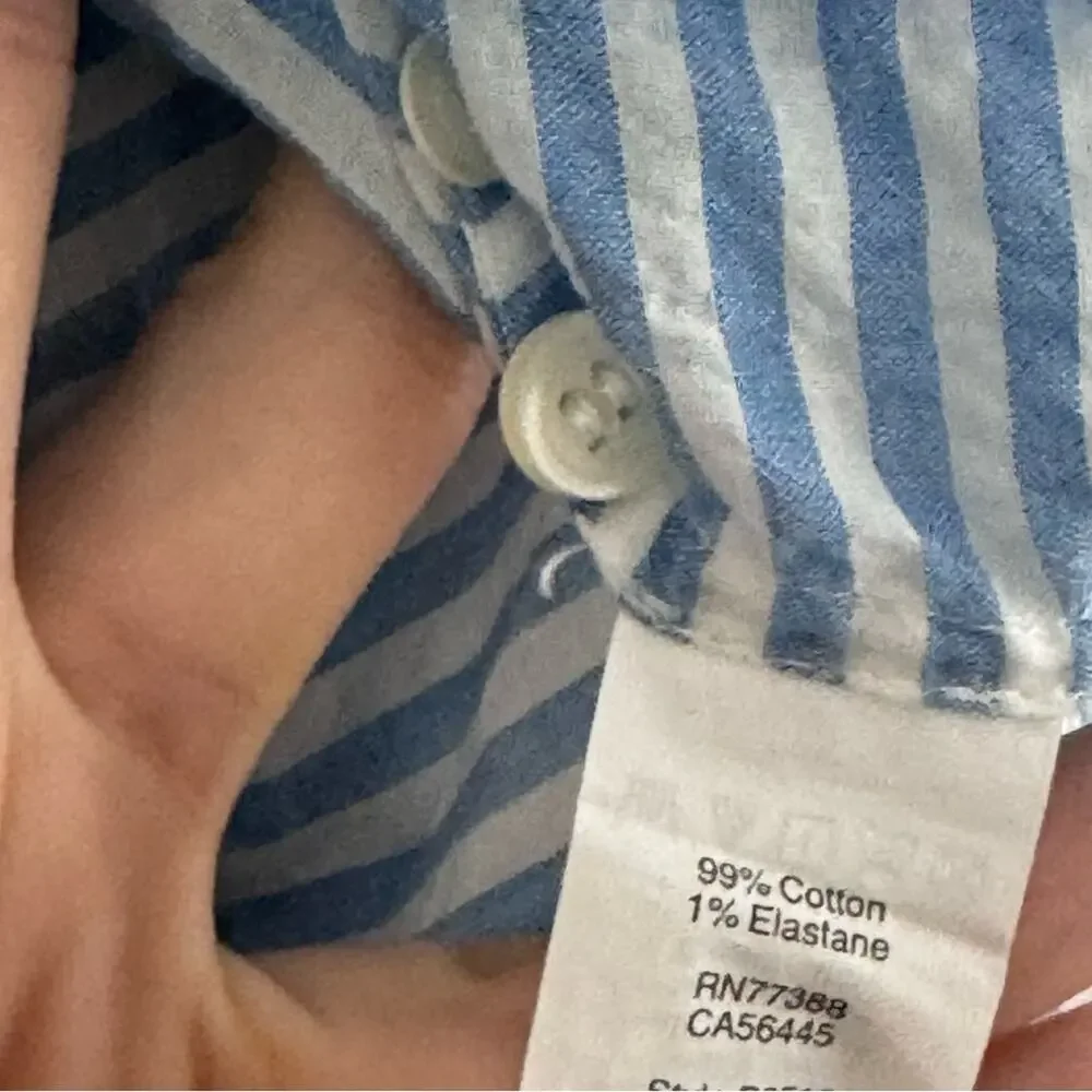 J.Crew Coastal Striped Cotton Popover – Blue White Seersucker Preppy Shirt XXS